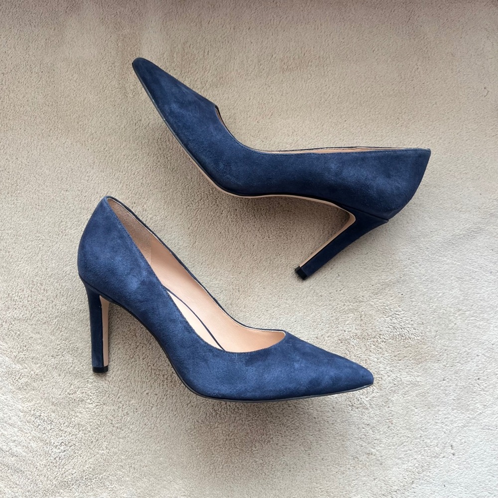 27 Edit Naturalizer Alanna Women 6M Navy Blue Suede Pointed Toe Stiletto Pumps‎